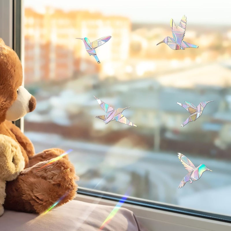 EACILLES 48 Pieces Birds Static Window Clings Anti Collision Window Decals for Bird Strikes, Glass Door Window Stickers, Stop Birds Flying into Windows, Hummingbird Style - Image 5
